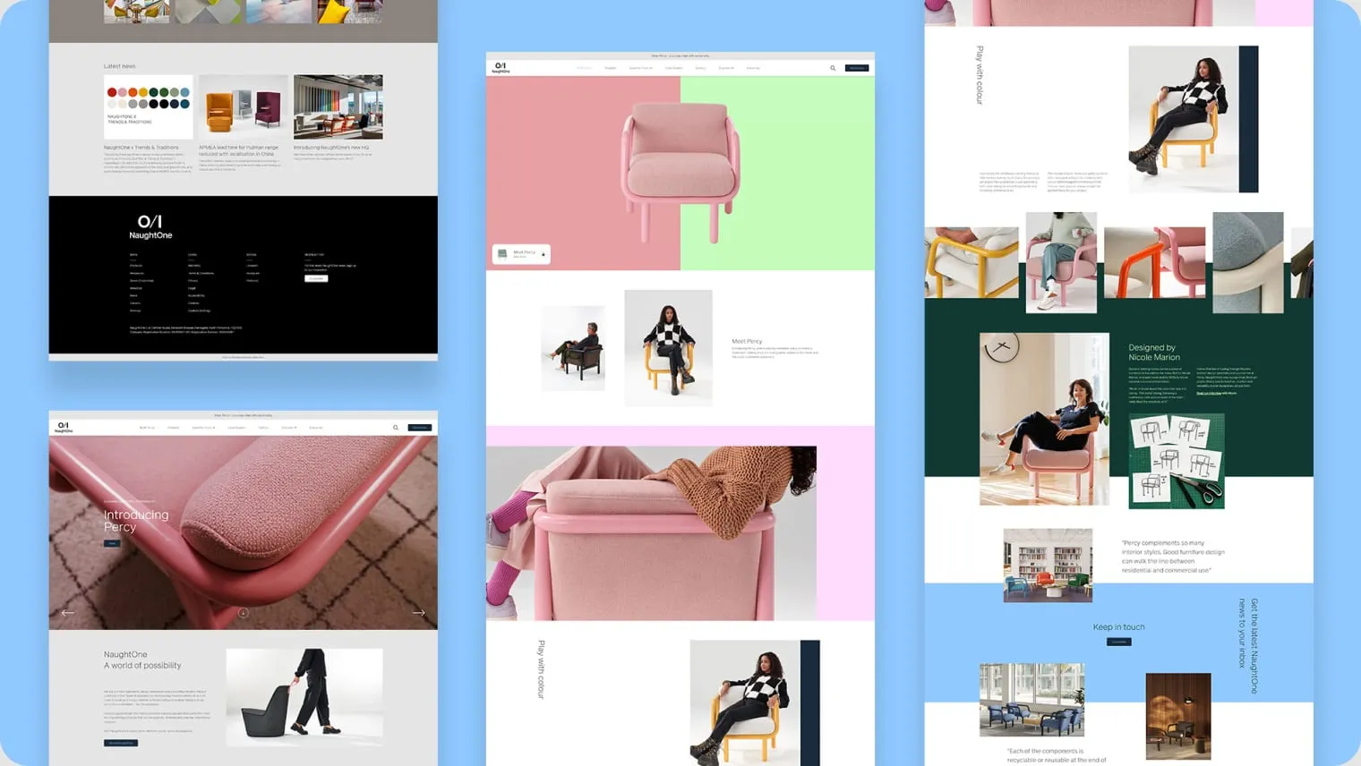 NaughtOne website pages on desktop