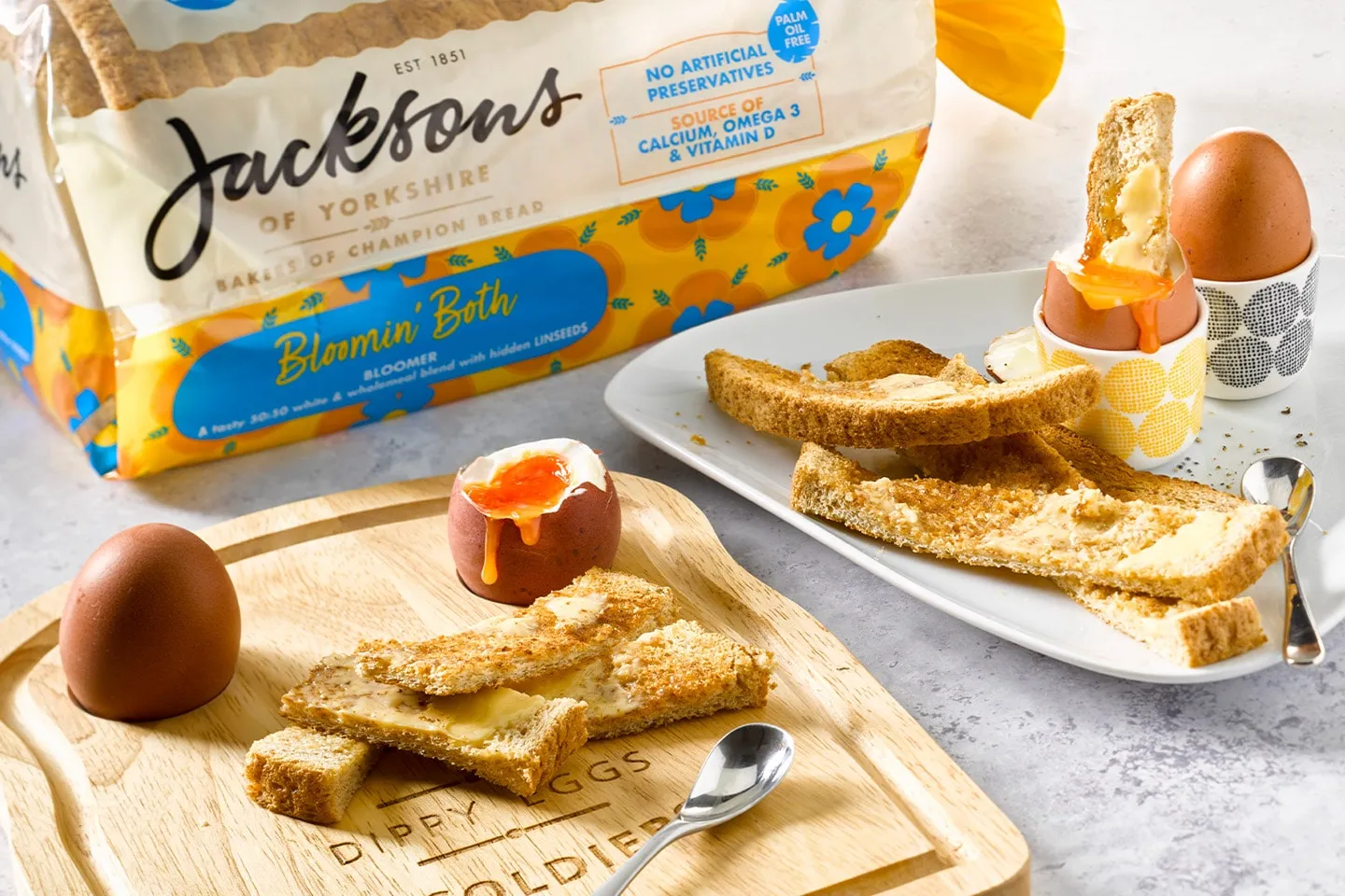 Toasted Jacksons bread with boiled eggs