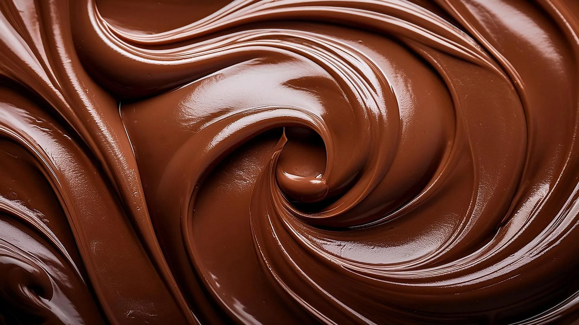 Swirled melted chocolate, close up